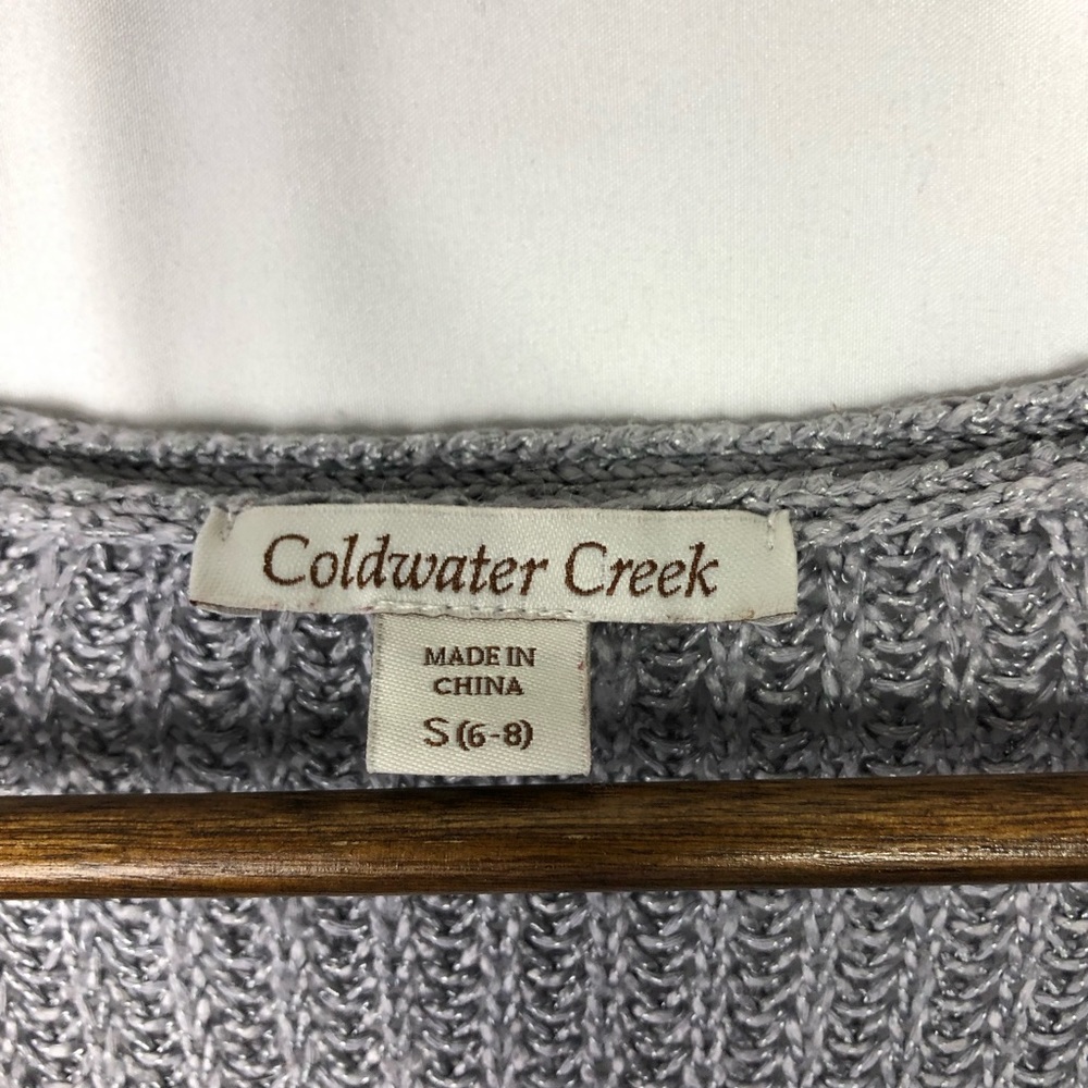 COLDWATER CREEK Silver V-Neck Sweater in Small - Picture 2 of 4